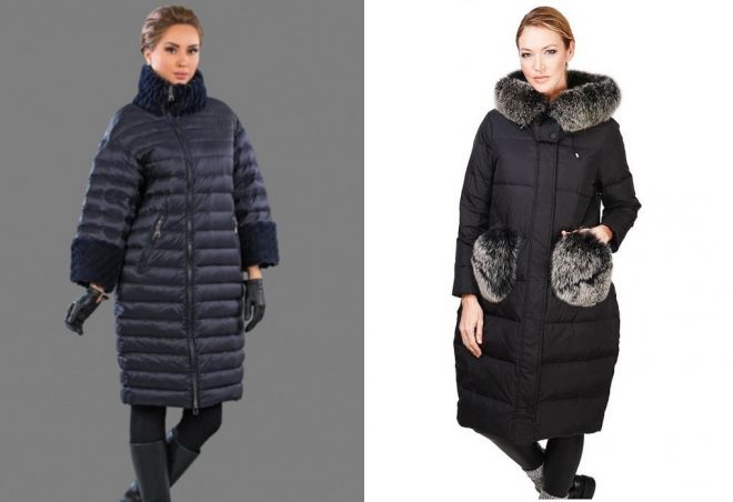 длинный пуховик с мехом