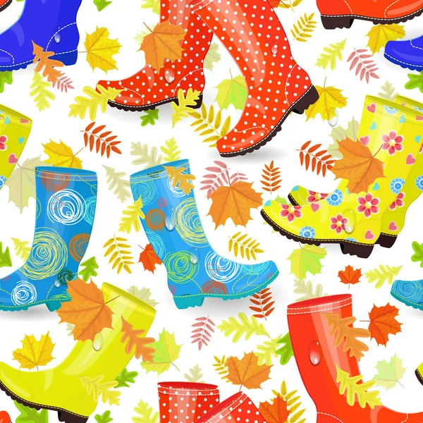 Бесшовный фон с красочными резиновые сапоги — стоковый вектор