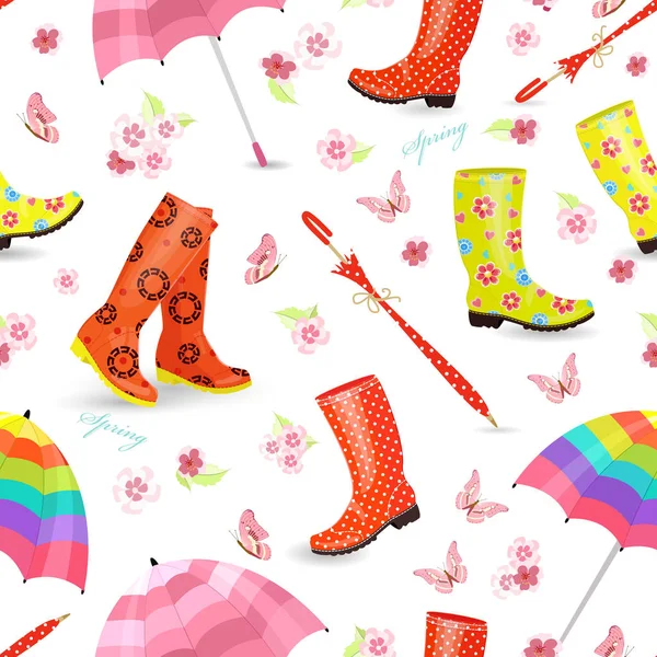 Бесшовный фон с красочными резиновые сапоги — стоковый вектор